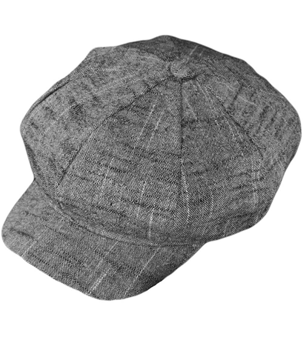 Newsboy Caps Womens Lightweight Cotton Linen Newsboy Cabbie Hat Cap - Grey - CP12MXBQ5GB $12.19