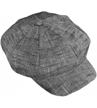 Newsboy Caps Womens Lightweight Cotton Linen Newsboy Cabbie Hat Cap - Grey - CP12MXBQ5GB $12.19