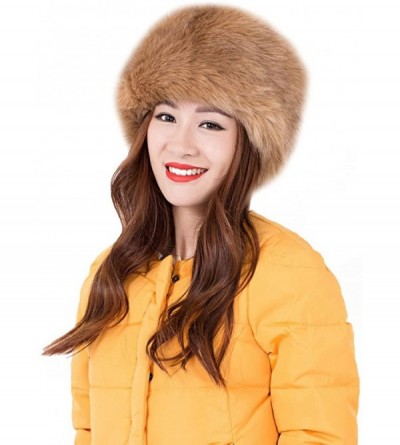 Skullies & Beanies Faux Fur Warm Hat for Women Russian Cossack Style Winter - Khaki - CG128TE8UTX $22.35