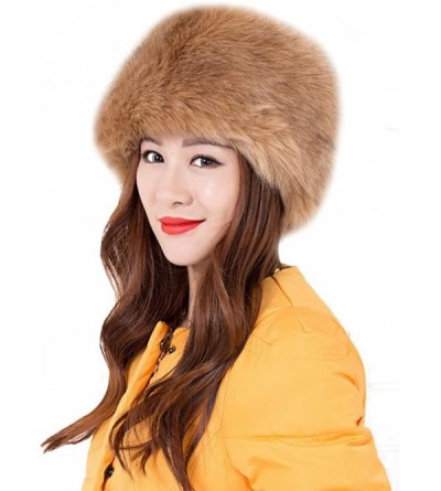 Skullies & Beanies Faux Fur Warm Hat for Women Russian Cossack Style Winter - Khaki - CG128TE8UTX $22.35