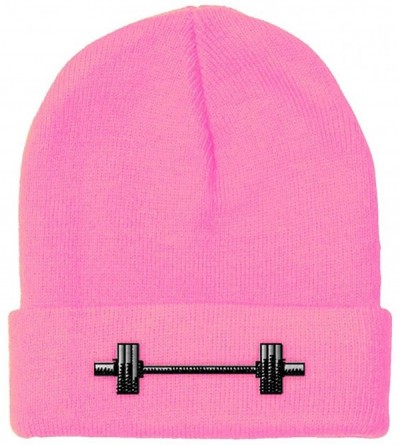 Skullies & Beanies Custom Beanie for Men & Women Barbell Weightlifting Embroidery Skull Cap Hat - Soft Pink - CG18ZS482EO $9.47