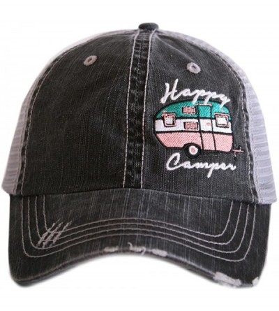 Baseball Caps Happy Camper Women's Trucker Baseball Hat - Trucker Hat for Women - Stylish Cute Ball Cap - Gray - CE180Z9G0AI ...