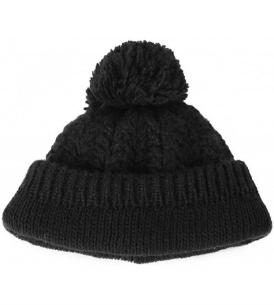 Skullies & Beanies Women's Winter Knitted Pom Beanie Ski Hat/Visor Beanie Newsboy Cap Wool/Acrylic - 89227black - CD18ILRHOHY...