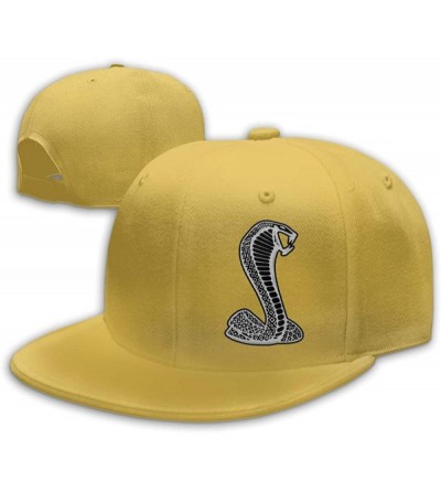 Baseball Caps Black Mustang Cobra Snapback Flat Baseball Cap Men's Adjustable - Yellow - CQ196XNSTK8 $28.06
