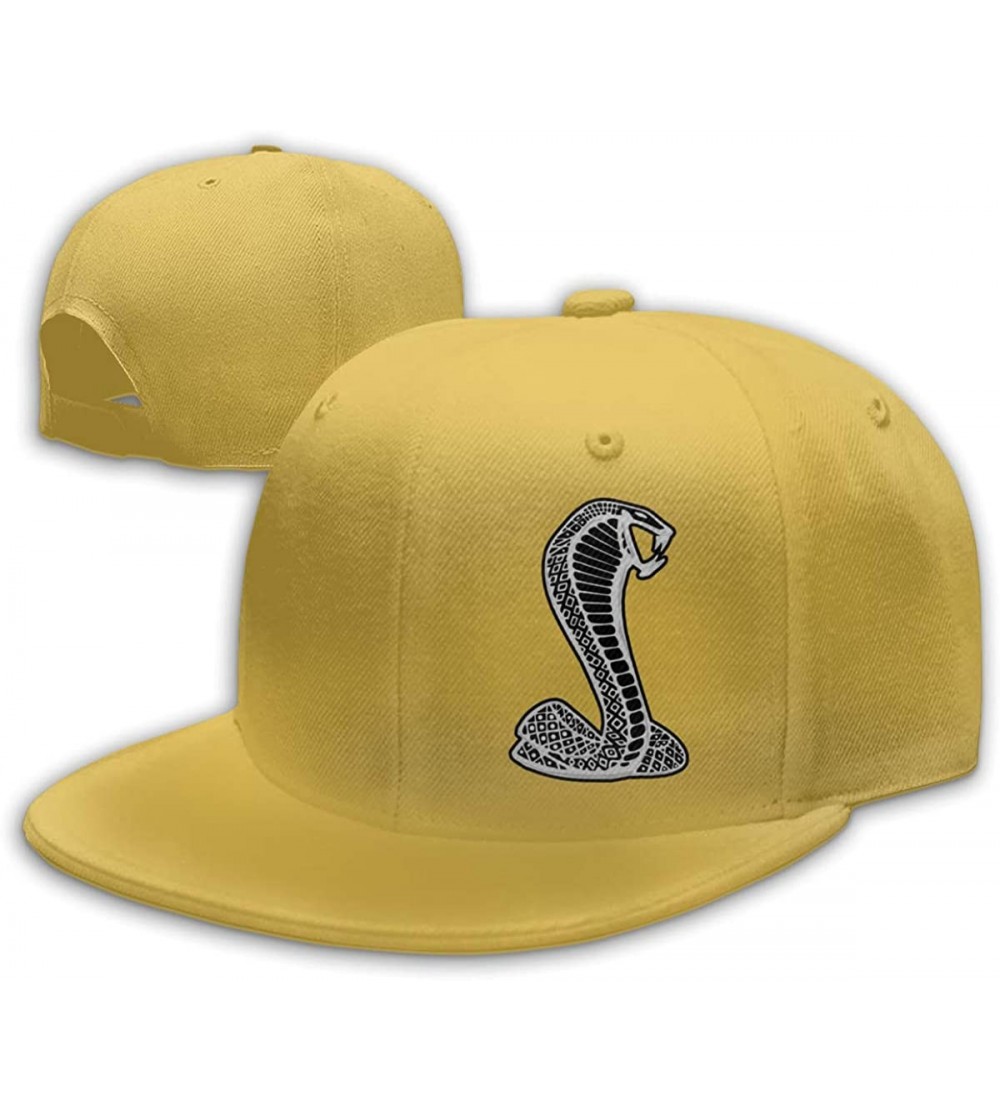 Baseball Caps Black Mustang Cobra Snapback Flat Baseball Cap Men's Adjustable - Yellow - CQ196XNSTK8 $10.39