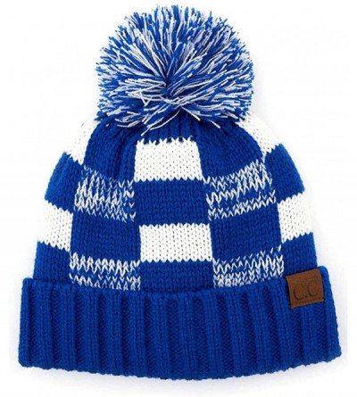 Skullies & Beanies Exclusive University College School Team Color Knit Skully Hat Beanie with Pom - Blue/White - CJ18ZOXG07Y ...