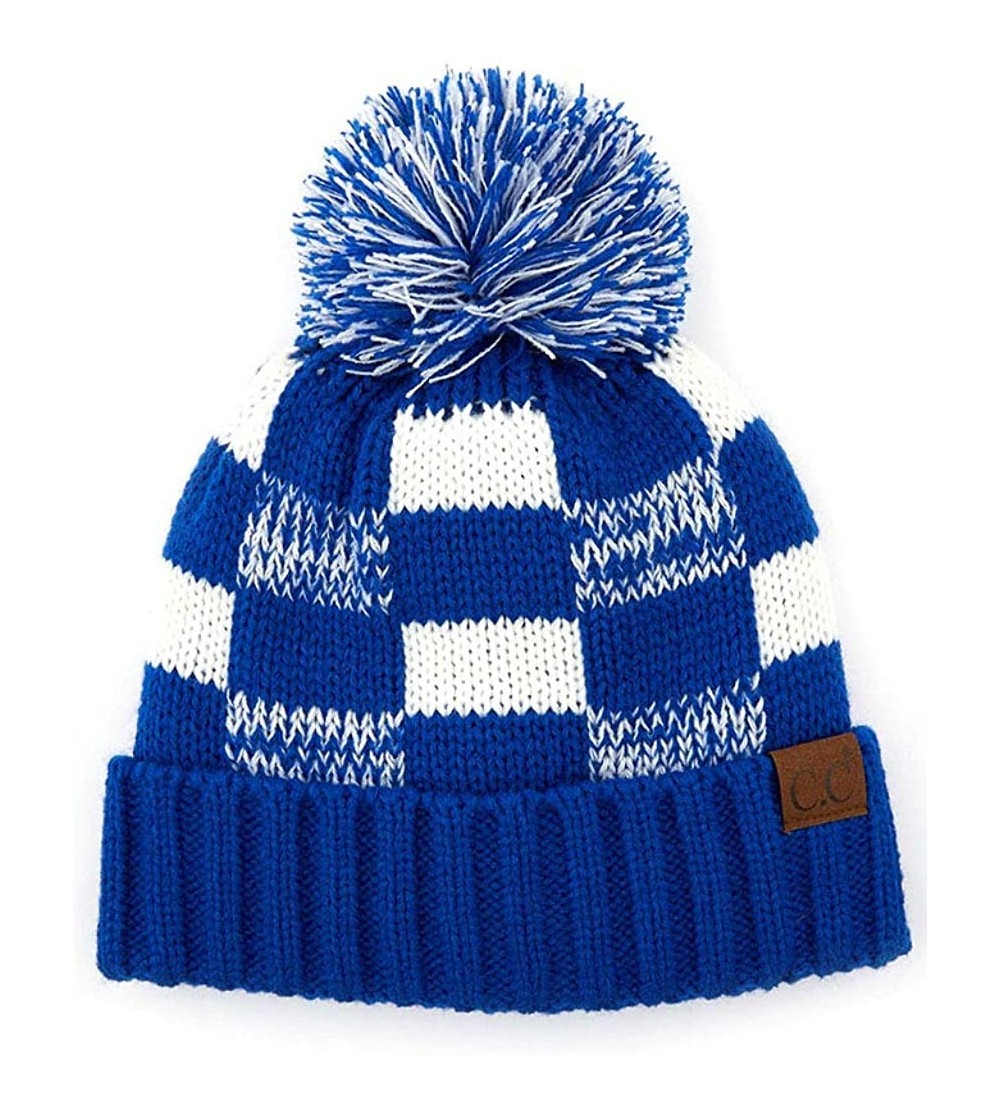 Skullies & Beanies Exclusive University College School Team Color Knit Skully Hat Beanie with Pom - Blue/White - CJ18ZOXG07Y ...