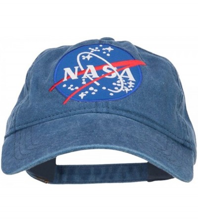 Baseball Caps Lunar Landing NASA Patched Washed Cap - Navy - C01208E80WJ $40.71