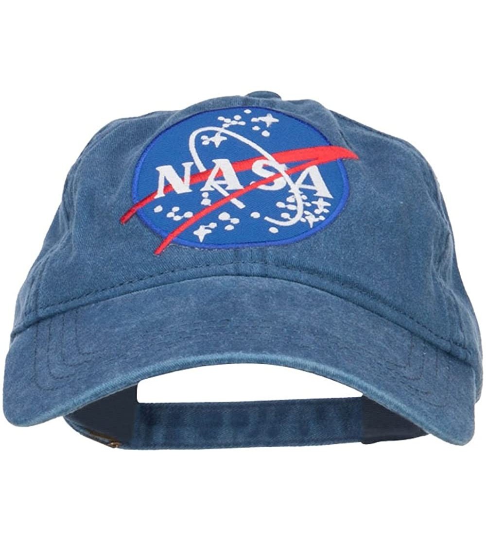 Baseball Caps Lunar Landing NASA Patched Washed Cap - Navy - C01208E80WJ $20.09