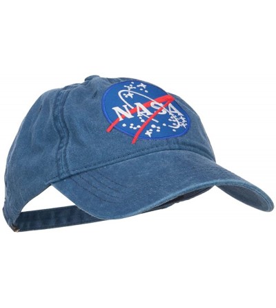 Baseball Caps Lunar Landing NASA Patched Washed Cap - Navy - C01208E80WJ $20.09