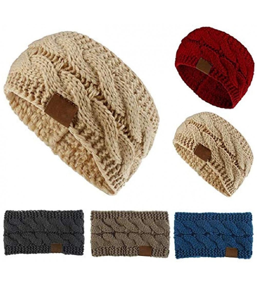 Headbands Soft Elastic Wool Knit Winter Headband Women Fashion Wide Stretch Hair Band Headwear - Camel - CZ1943LU5MI $12.17