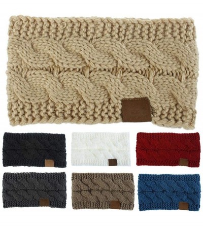 Headbands Soft Elastic Wool Knit Winter Headband Women Fashion Wide Stretch Hair Band Headwear - Camel - CZ1943LU5MI $12.17