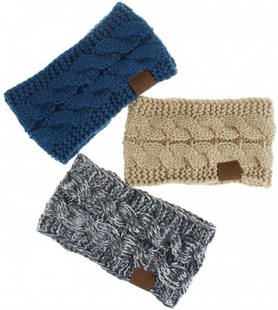Headbands Soft Elastic Wool Knit Winter Headband Women Fashion Wide Stretch Hair Band Headwear - Camel - CZ1943LU5MI $12.17