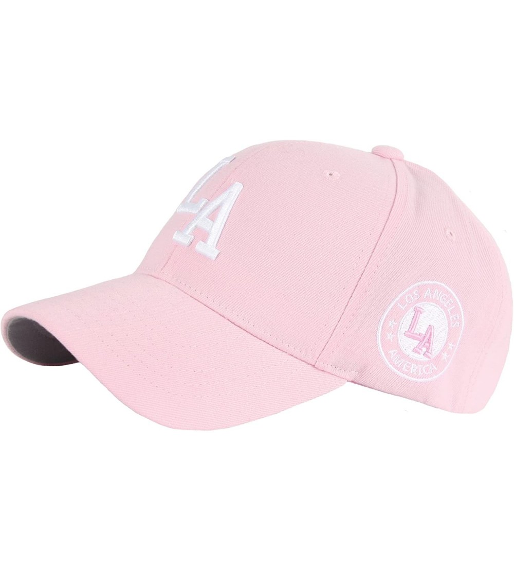 Baseball Caps New LA Embroidery Los Angeles Patch Major Ball Cap Baseball Hat Truckers - Pink - CG1836992NG $20.41