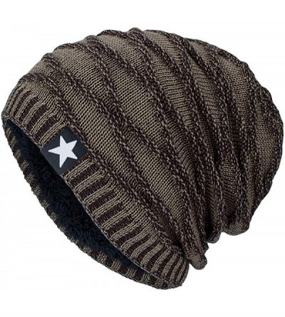 Skullies & Beanies Unisex Mens/Womens Winter Warm Plush Lined Knit hat Beanie Hat Cap - B-khaki - C11935SLY3C $16.08
