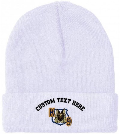 Skullies & Beanies Custom Beanie for Men & Women K-9 Unit Embroidery Acrylic Skull Cap Hat - White - CP18ZS3HMN8 $16.10