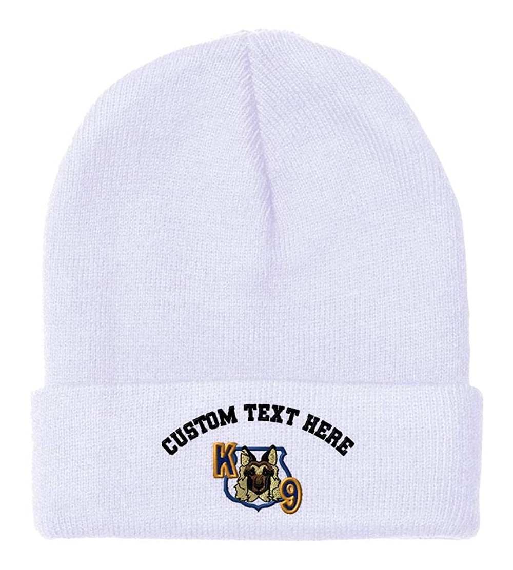 Skullies & Beanies Custom Beanie for Men & Women K-9 Unit Embroidery Acrylic Skull Cap Hat - White - CP18ZS3HMN8 $16.10