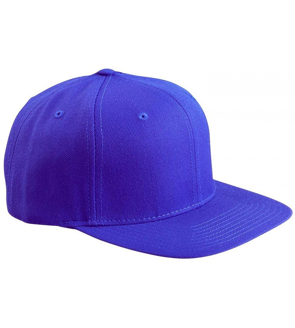 Baseball Caps Unisex Adult 6089 6-Panel Structured Flat Visor Classic Snapback - Royal - C411MLEJNGH $9.77