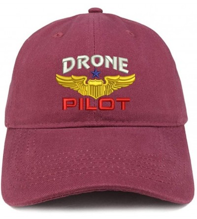 Baseball Caps Drone Pilot Aviation Wing Embroidered Soft Crown 100% Brushed Cotton Cap - Maroon - C718KNQ0D3A $32.66
