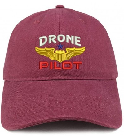 Baseball Caps Drone Pilot Aviation Wing Embroidered Soft Crown 100% Brushed Cotton Cap - Maroon - C718KNQ0D3A $17.85