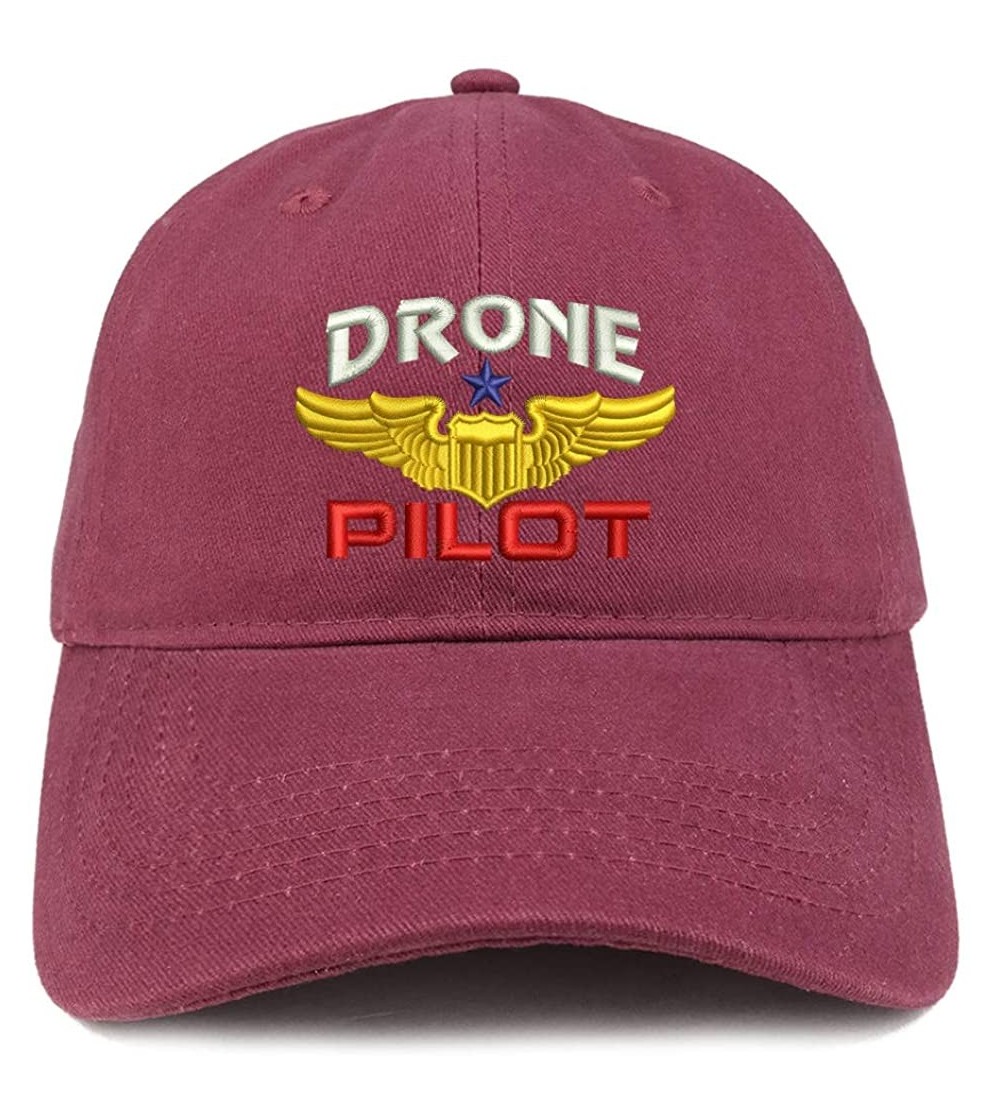 Baseball Caps Drone Pilot Aviation Wing Embroidered Soft Crown 100% Brushed Cotton Cap - Maroon - C718KNQ0D3A $17.85