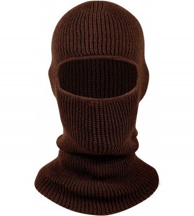 Skullies & Beanies Unisex Thick Knit One Hole Ninja Balaclava Snowboarding Face Mask - Brown - CF11QNLN9IH $11.74