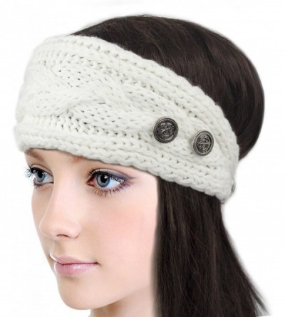 Headbands Women's Winter Knit Headband - Button - Set of 3 - CQ18NXR222C $18.24