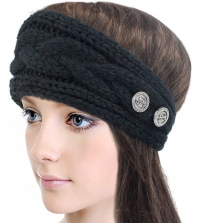 Headbands Women's Winter Knit Headband - Button - Set of 3 - CQ18NXR222C $18.24