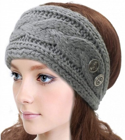 Headbands Women's Winter Knit Headband - Button - Set of 3 - CQ18NXR222C $18.24