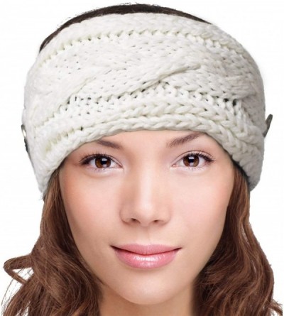 Headbands Women's Winter Knit Headband - Button - Set of 3 - CQ18NXR222C $18.24