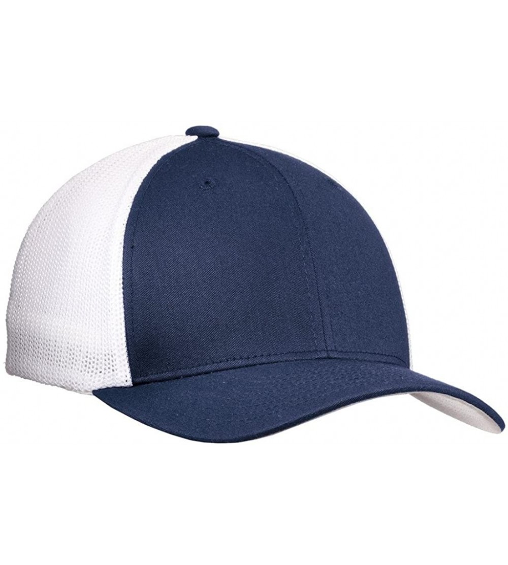 Baseball Caps Mesh Back Flex-Fit Trucker Style Caps - True Navy/ White - CS126M53S7P $17.88