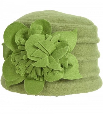Bucket Hats Women's Wool Dress Church Cloche Hat Bucket Winter Floral Hat - Floral-green - C312N1C0MOV $14.09