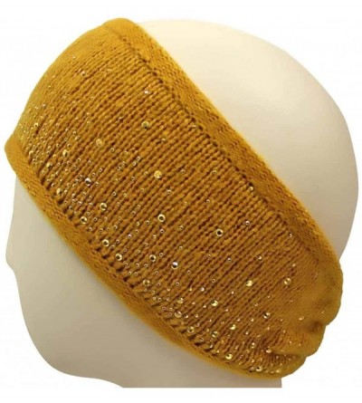 Cold Weather Headbands Wide Knit Rhinestone Headband - Yellow - CZ110FSEYUL $14.93