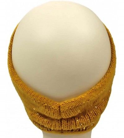 Cold Weather Headbands Wide Knit Rhinestone Headband - Yellow - CZ110FSEYUL $14.93