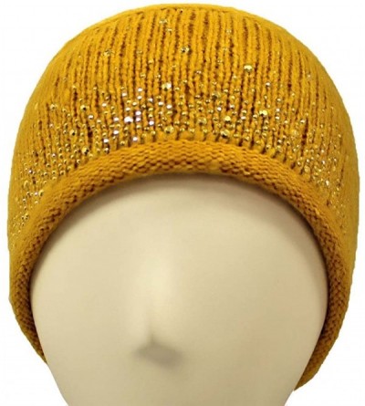 Cold Weather Headbands Wide Knit Rhinestone Headband - Yellow - CZ110FSEYUL $29.48