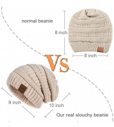 Skullies & Beanies Slouchy Beanie Hat for Women- Winter Warm Knit Oversized Chunky Thick Soft Ski Cap - CR18A4I5LY8 $9.77