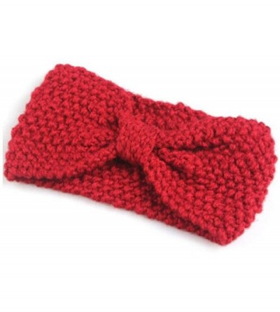 Headbands Women Knitted Bow Headband Crochet Hairband Winter Ear Warmer Headwrap (N77) - Red - CR120PMZ2OD $52.40