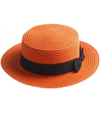 Sun Hats Adult Boater Caps Straw Hats - Orange - C612E1V41LT $14.93