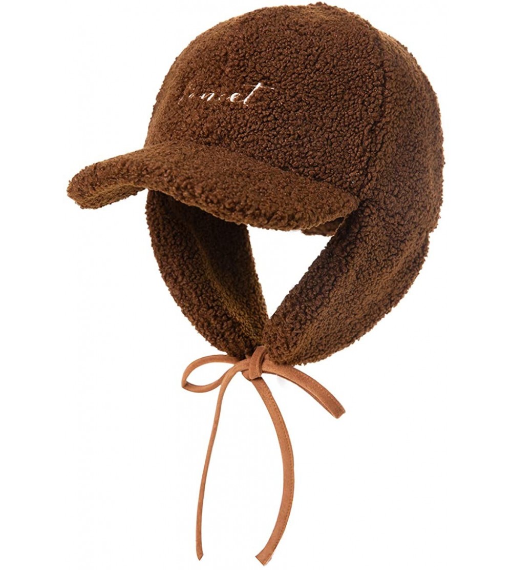 Baseball Caps Unisex Winter Fitted Baseball Cap Faux Fur Earflaps Trapper Elmer Fudd Hat 56-62cm - 00794-caramel - CM18YZLRQZ...