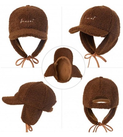 Baseball Caps Unisex Winter Fitted Baseball Cap Faux Fur Earflaps Trapper Elmer Fudd Hat 56-62cm - 00794-caramel - CM18YZLRQZ...