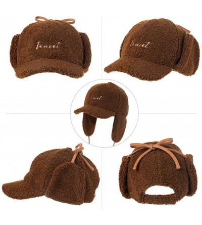 Baseball Caps Unisex Winter Fitted Baseball Cap Faux Fur Earflaps Trapper Elmer Fudd Hat 56-62cm - 00794-caramel - CM18YZLRQZ...