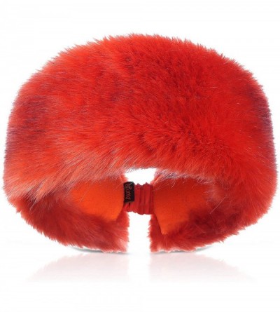Cold Weather Headbands Faux Fur Winter Headband-Womens Fashionable Ski Hat Ear Warmer Headwrap with Elastic - Orange - CC18L4...