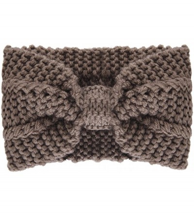 Cold Weather Headbands Women Girls Knit Crochet Bow Headband Head Wrap Hat Ear Warmer - Khaki - C812O0P6XMY $15.17