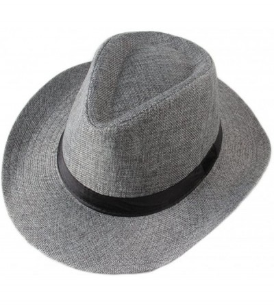 Cowboy Hats Men's Classic Cowboy Hats Trilby Fedoras - Grey - CX11XTJEZBV $9.55