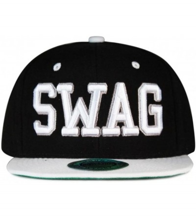 Baseball Caps Swag Snapback Caps - Black/White - CE11I5FYAOP $26.43
