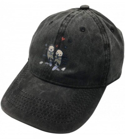 Baseball Caps Men's & Women's Baseball Cap Vintage Washed Adjustable Funny Dad Hat - Cute Sea Otter - Black - CY1963Y42I8 $9.63