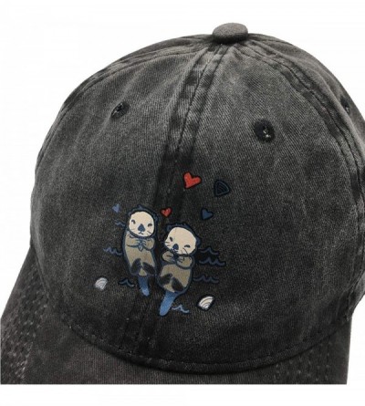 Baseball Caps Men's & Women's Baseball Cap Vintage Washed Adjustable Funny Dad Hat - Cute Sea Otter - Black - CY1963Y42I8 $9.63