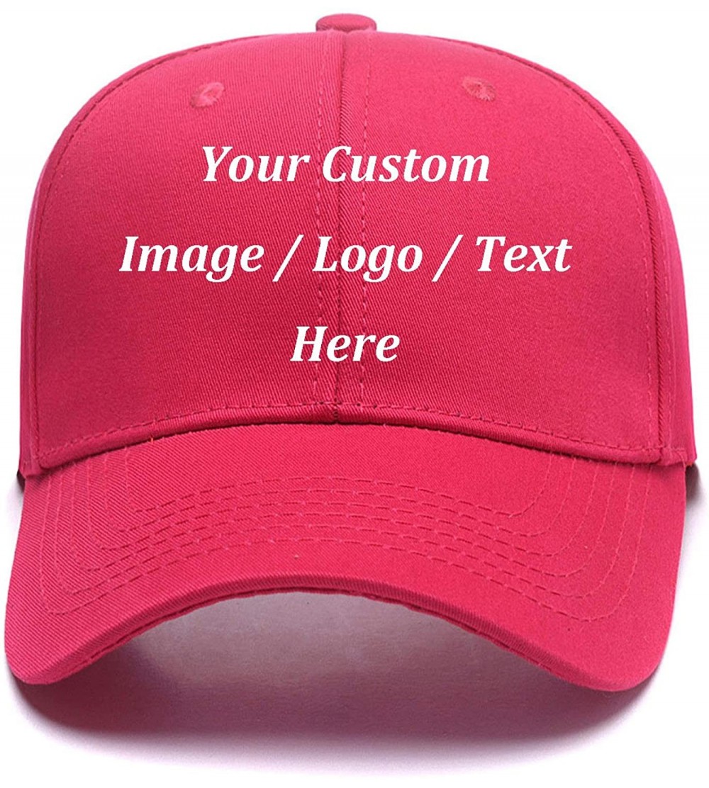 Baseball Caps Custom Baseball Hat-Snapback.Design Your Own Adjustable Metal Strap Dad Cap Visors - Rose Red - CA18KR40QOK $9.83