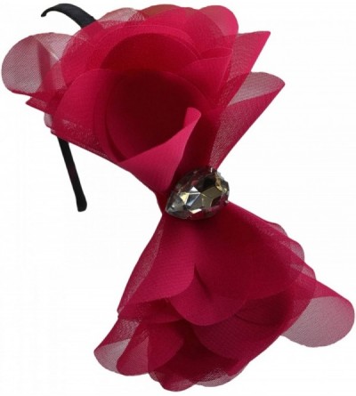 Headbands Chiffon Cone Bow Headband - Hot Pink - CI119FEOKBT $11.16