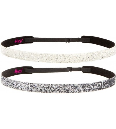 Headbands Women's Adjustable NO Slip Skinny Bling Glitter Headband - Gunmetal & White - CG11MNIWVVZ $9.88